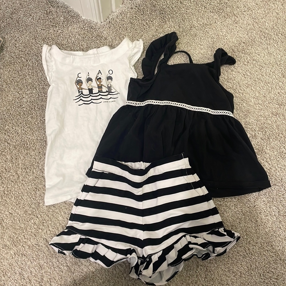 Janie & Jack Girls B&W outfit set